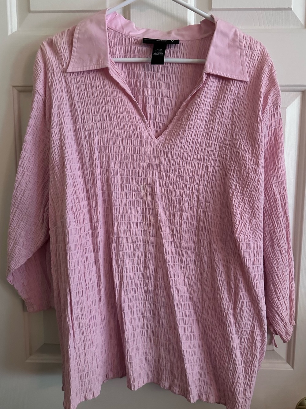 Venezia Light Pink Textured V-Neck Tunic